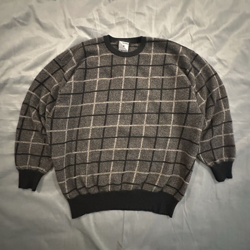 Nordstrom Clan Douglas 100% Cashmere Sweater Made In Scotland Plaid Geometric